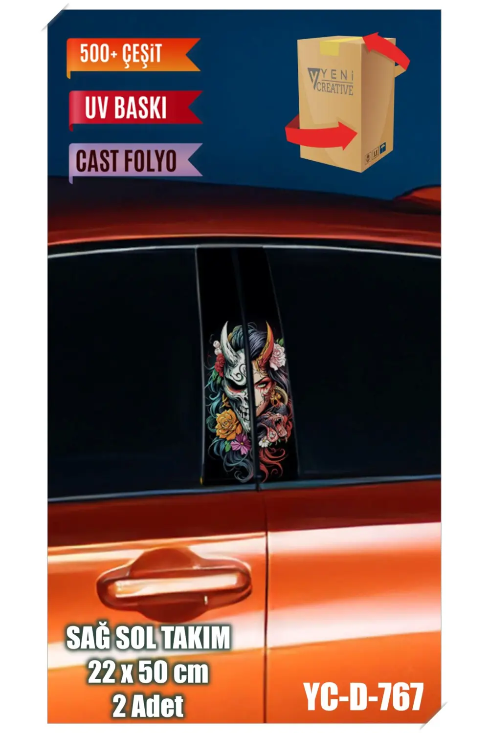 Araç Kapı Direk Kaplama Folyosu Kadın Desenli (SAĞ SOL TAKIM) (2 