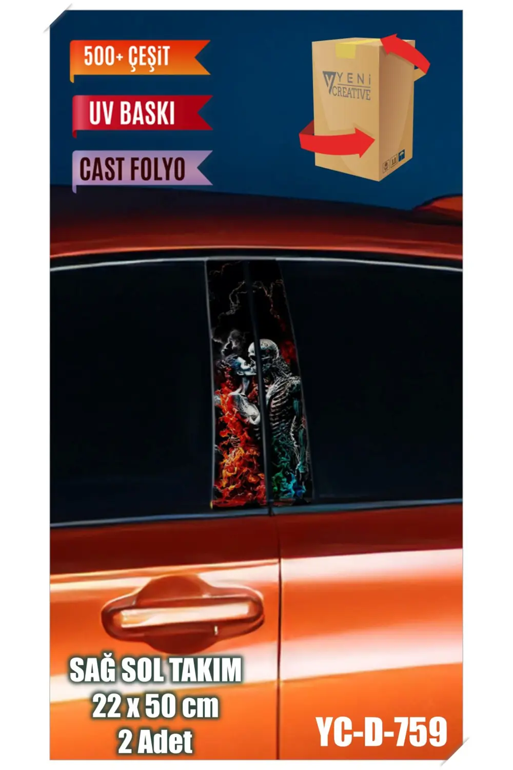 Araç Kapı Direk Kaplama Folyosu Kadın Desenli (SAĞ SOL TAKIM) (2 