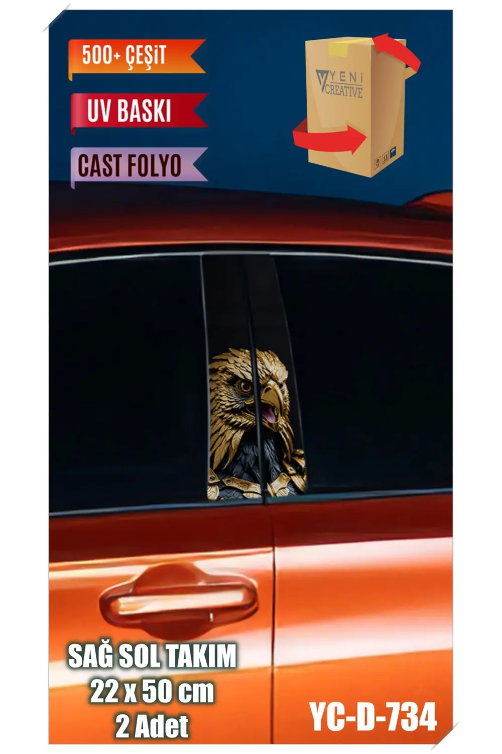 Araç Kapı Direk Kaplama Folyosu Kartal Desenli (SAĞ SOL TAKIM) (2
