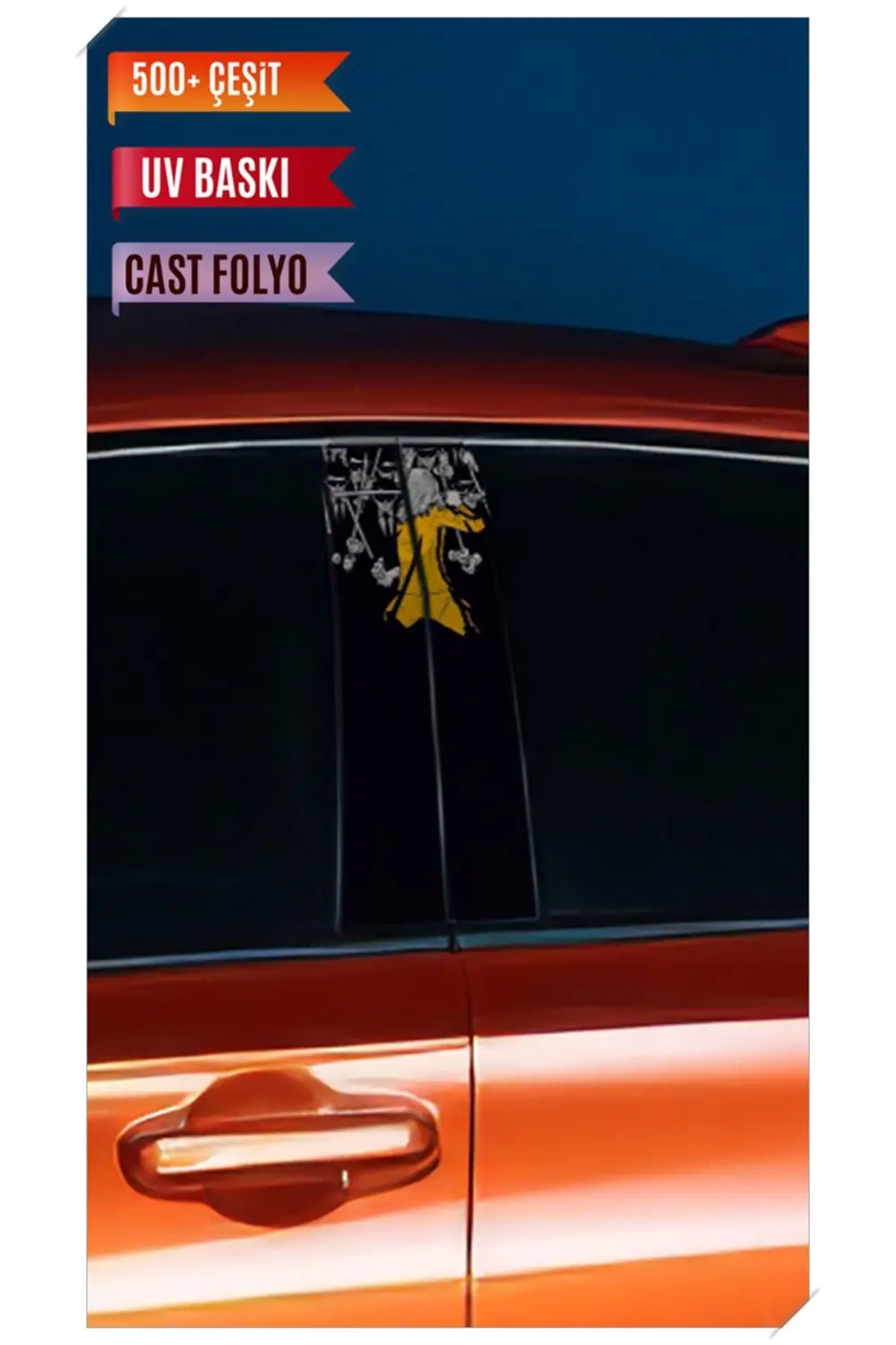 Araç Kapı Direk Kaplama Folyosu Kill Bill Desenli (Sağ Sol Takım)