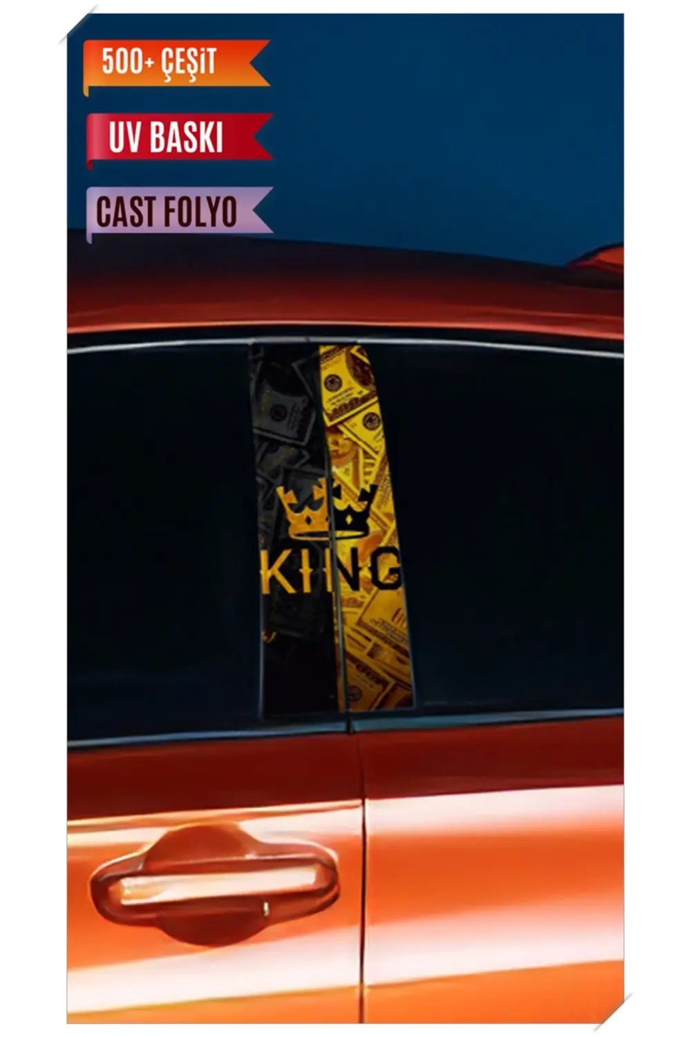 Araç Kapı Direk Kaplama Folyosu King Desenli (Sağ Sol Takım) (2 A