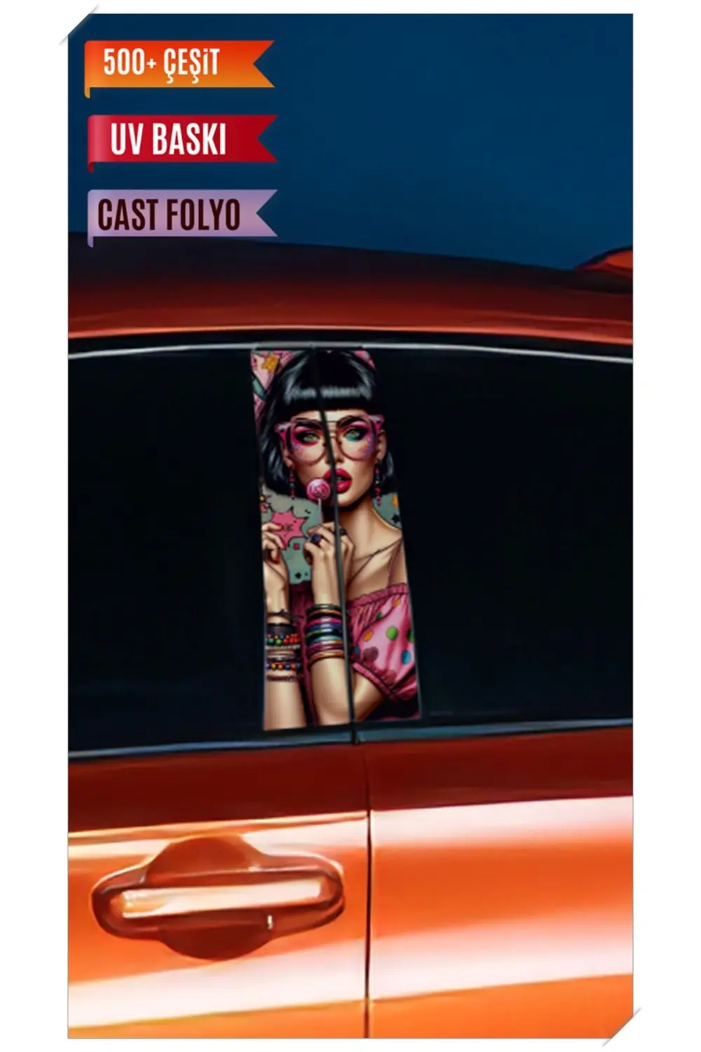 Araç Kapı Direk Kaplama Folyosu Kız Desenli (Sağ Sol Takım) (2 Ad