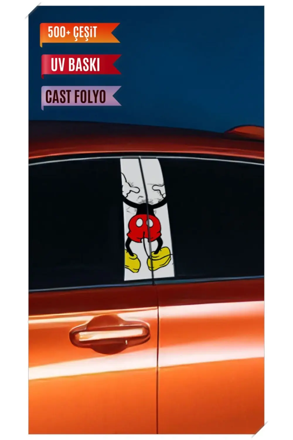 Araç Kapı Direk Kaplama Folyosu Mickey Desenli (Sağ Sol Takım) (2