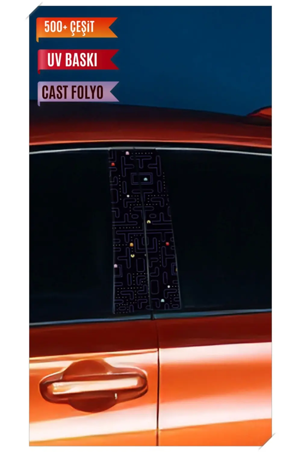 Araç Kapı Direk Kaplama Folyosu PacMan Desenli (Sağ Sol Takım) (2