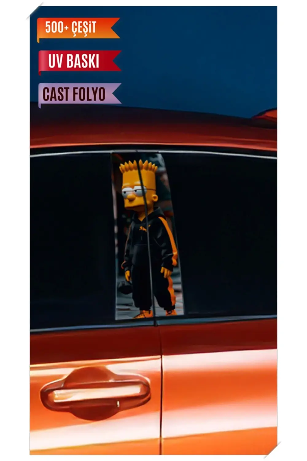 Araç Kapı Direk Kaplama Folyosu Simpson Desenli (Sağ Sol Takım) (