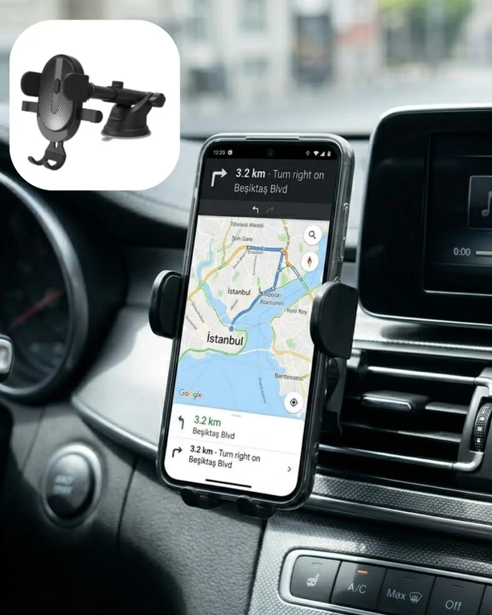 Araç Konsol Telefon Tutucu - 360 Dönüşlü Ayarlanabilir Stand