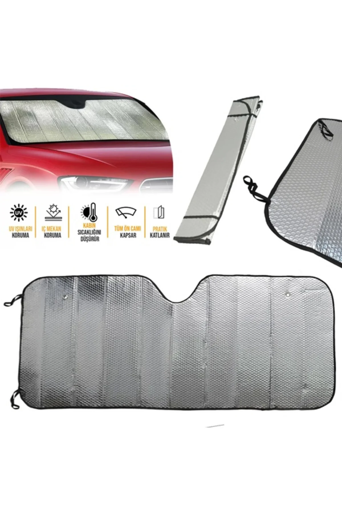 Araç Ön Cam Güneşlik UV ve Isı Koruma Katlanabilir Toyota Corolla Skoda Superb Dacia Duster Ford Foc