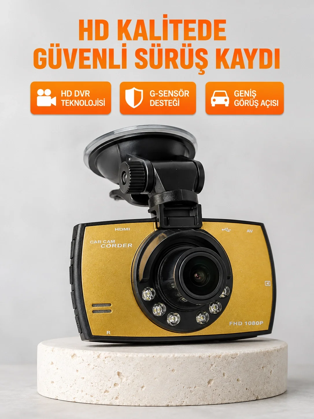 Araç Ön Kamera Full HD Kayıt ve G Sensor Özellikli