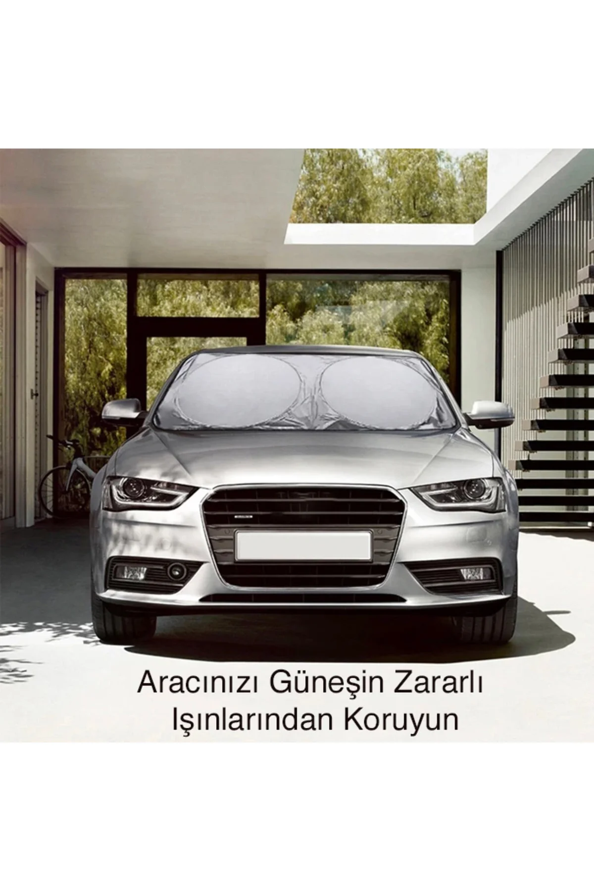 Araç Oto Ön Cam Çift Daireli Gümüş Kaplama Güneş Kalkanı Branda-1