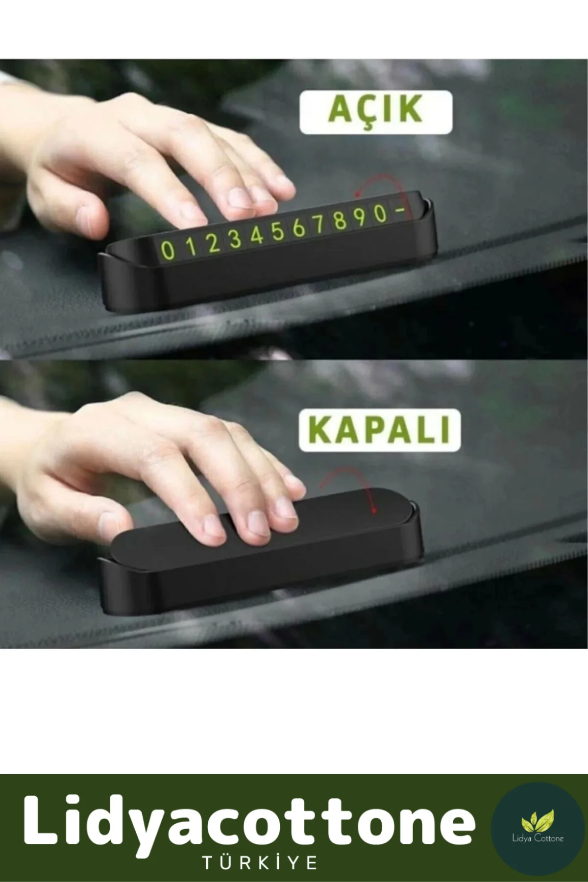 Araç Park Numaratör Telefon Numarası Oto Cam Kartı Torpido Üstü Fosforlu Neon Aç-Kapa