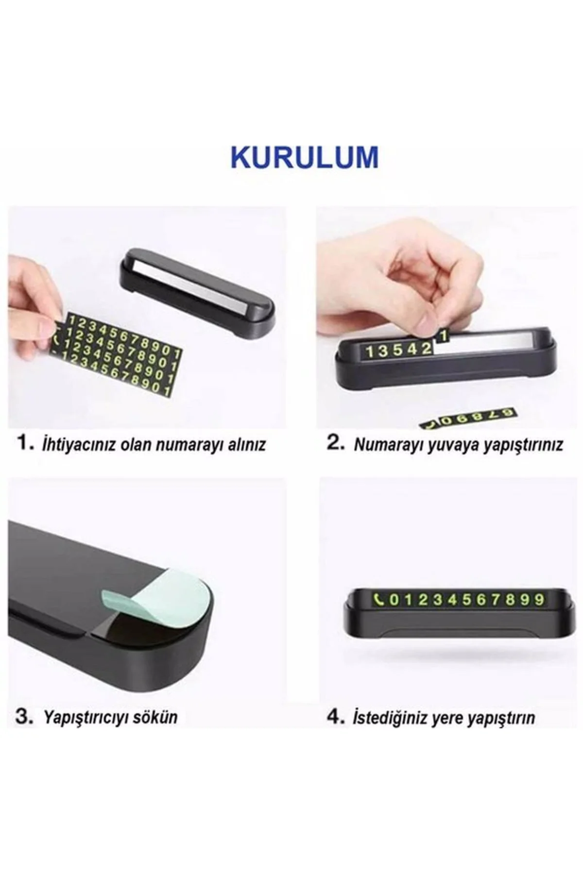 Araç Parktel Numaratör Oto Telefon Park Numaratörü Ön Cam Torpido