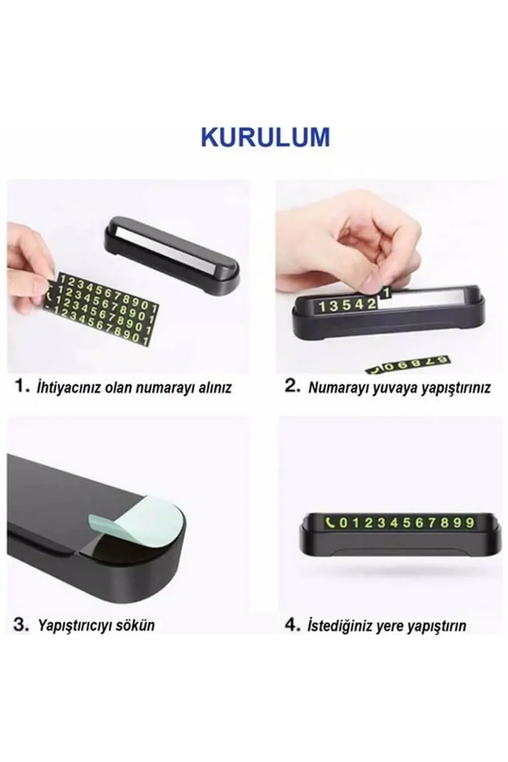 Araç Parktel Numaratör Oto Telefon Park Numaratörü Ön Cam Torpido