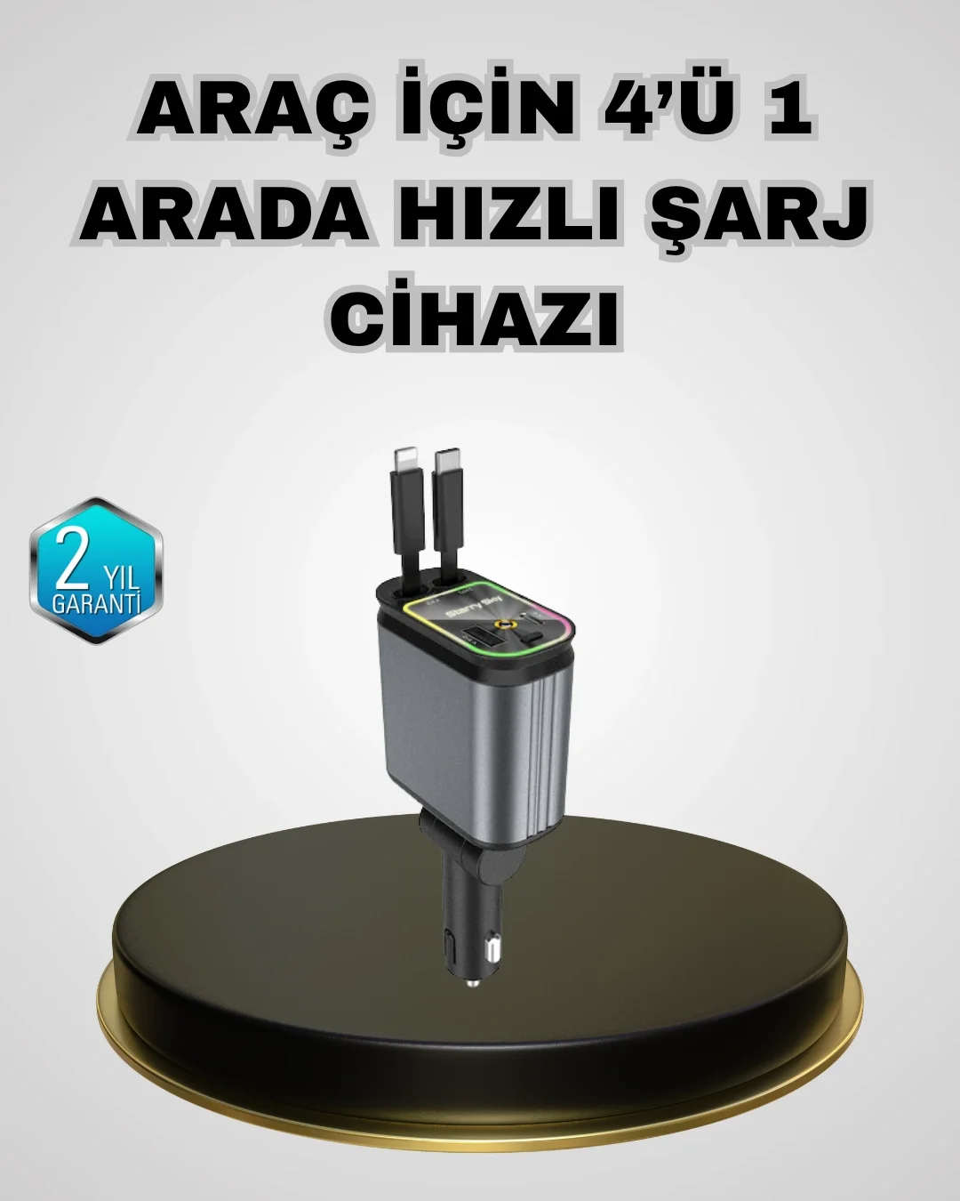 Araç Şarj Adaptörü 66W PD QC Hızlı Şarjlı ve Çekilebilir Kablolu Fiyatı, Yorumları ve Özellikleri