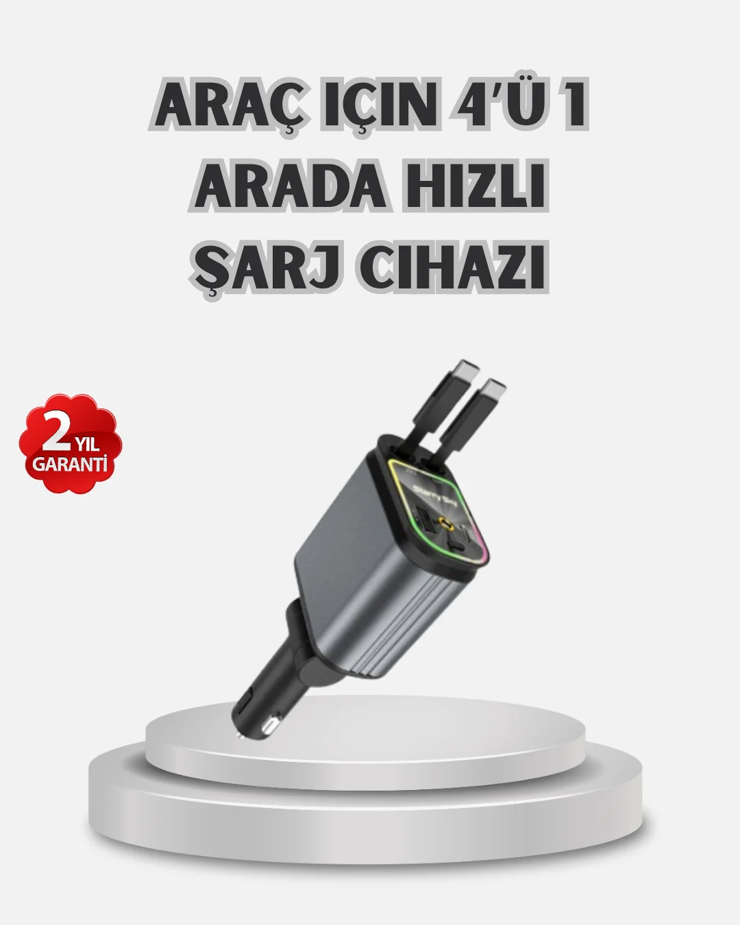 Araç Şarj Cihazı 4 Portlu 66W Hızlı Şarjlı LED Işıklı ve 180° Dönebilir Araç Şarj Cihazı 4 Portlu 66W Hızlı Şarjlı LED Işıklı ve 180° Dönebilir