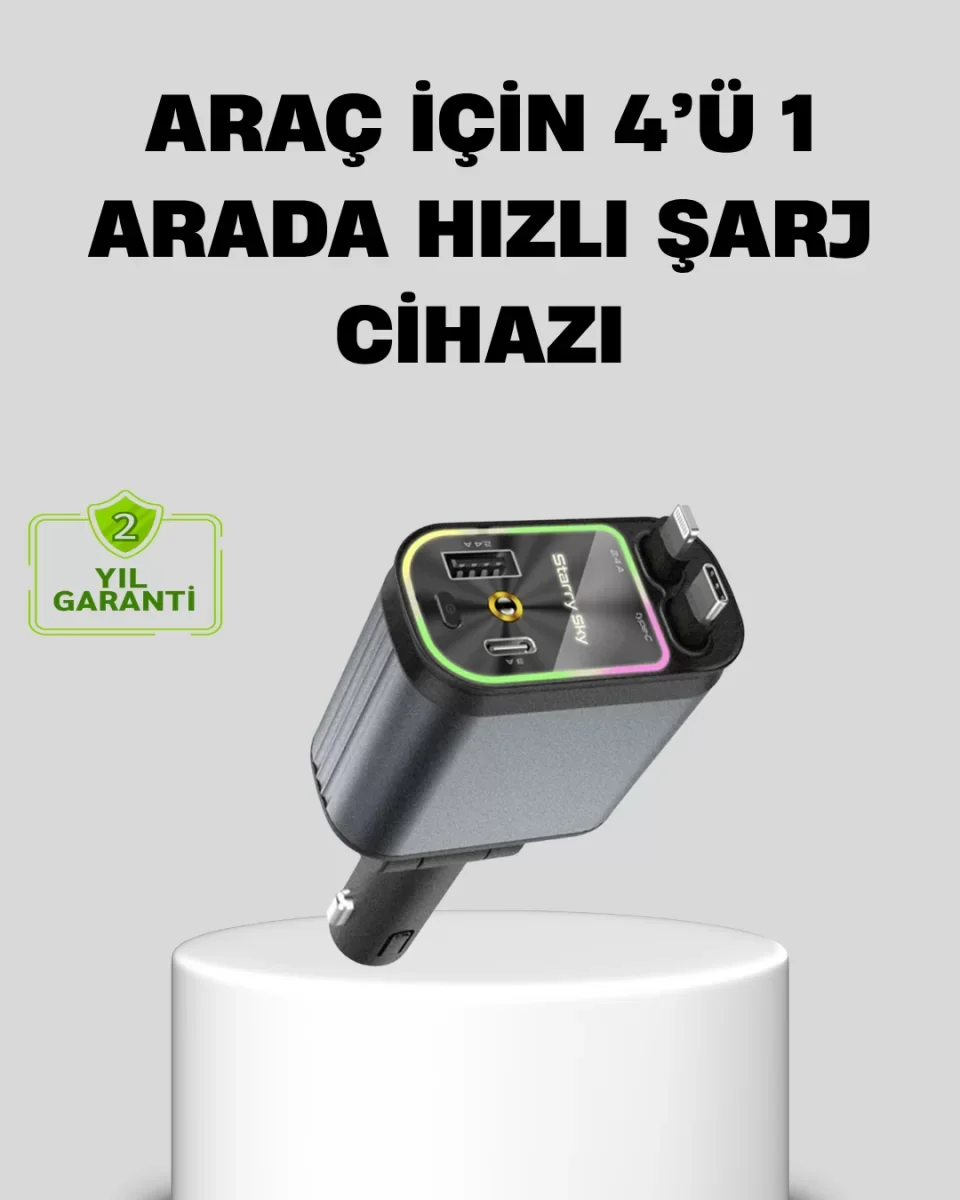 Araç Şarj Cihazı 66W 4 Portlu Hızlı Şarj ve LED Işıklı - Lisinya Araç Şarj Cihazı 66W 4 Portlu Hızlı Şarj ve LED Işıklı - Lisinya