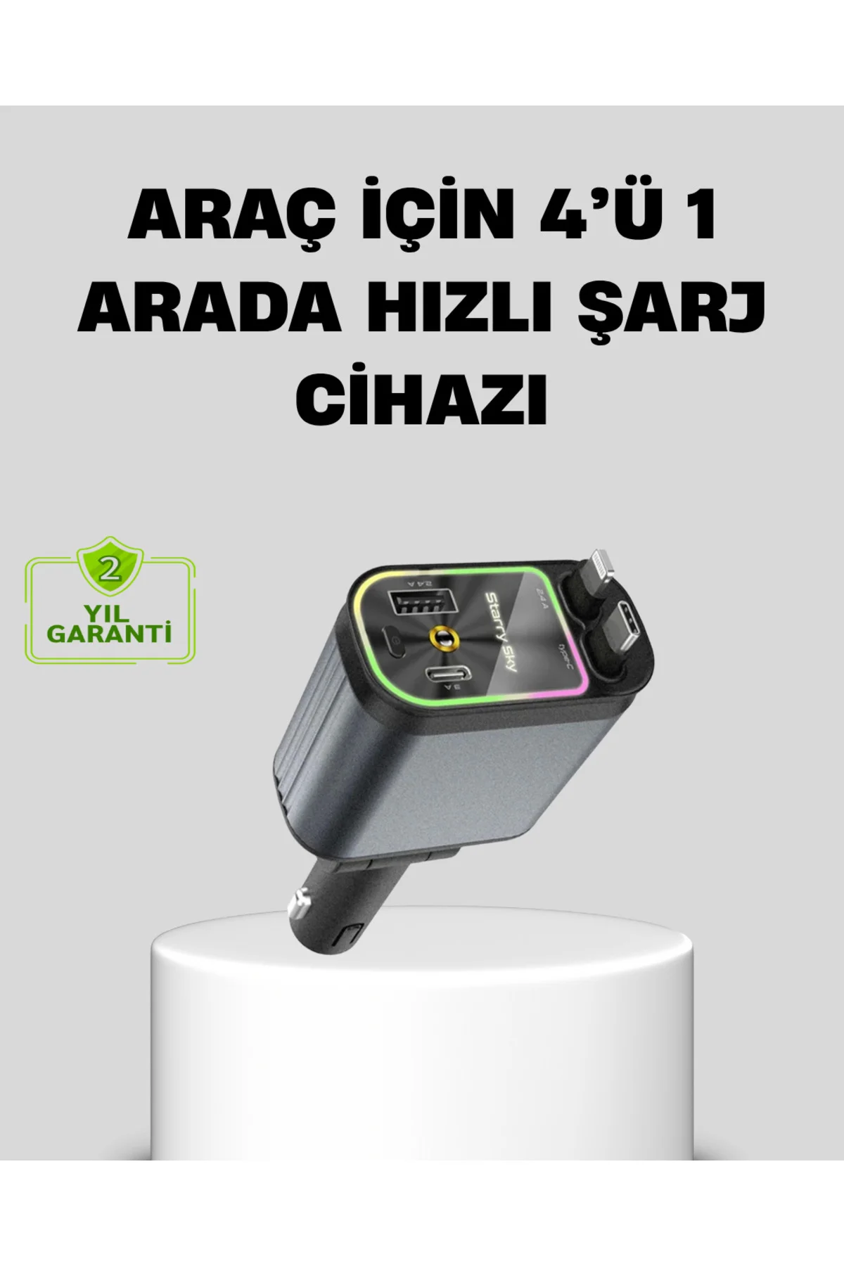 Araç Şarj Cihazı 66W 4 Portlu Hızlı Şarj Ve Led Işıklı Araç Şarj Cihazı 66W 4 Portlu Hızlı Şarj Ve Led Işıklı