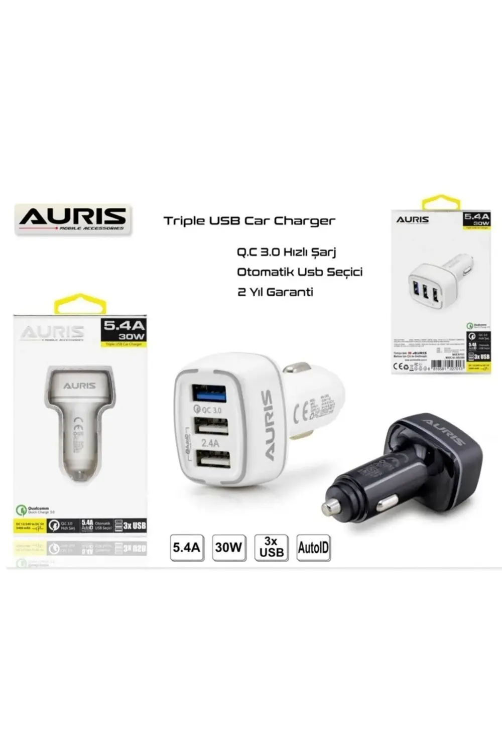 Araç Şarj Cihazı Oto Çakmaklık Şarj Aleti 3 Port Usb Hızlı Şarj 5