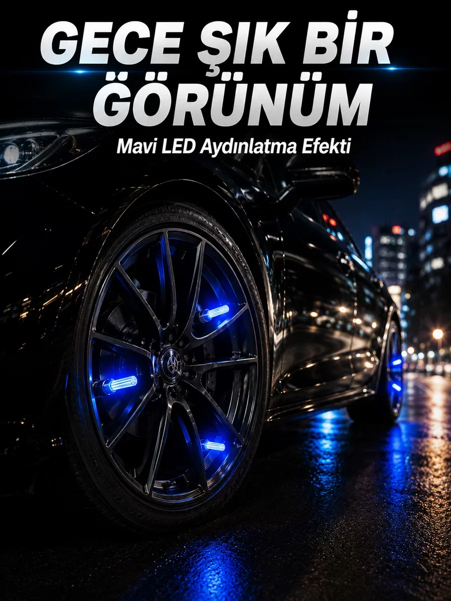 Araç Sibop Işığı 4'lü Set - Otomatik Yanan LED Lastik Aksesuarı