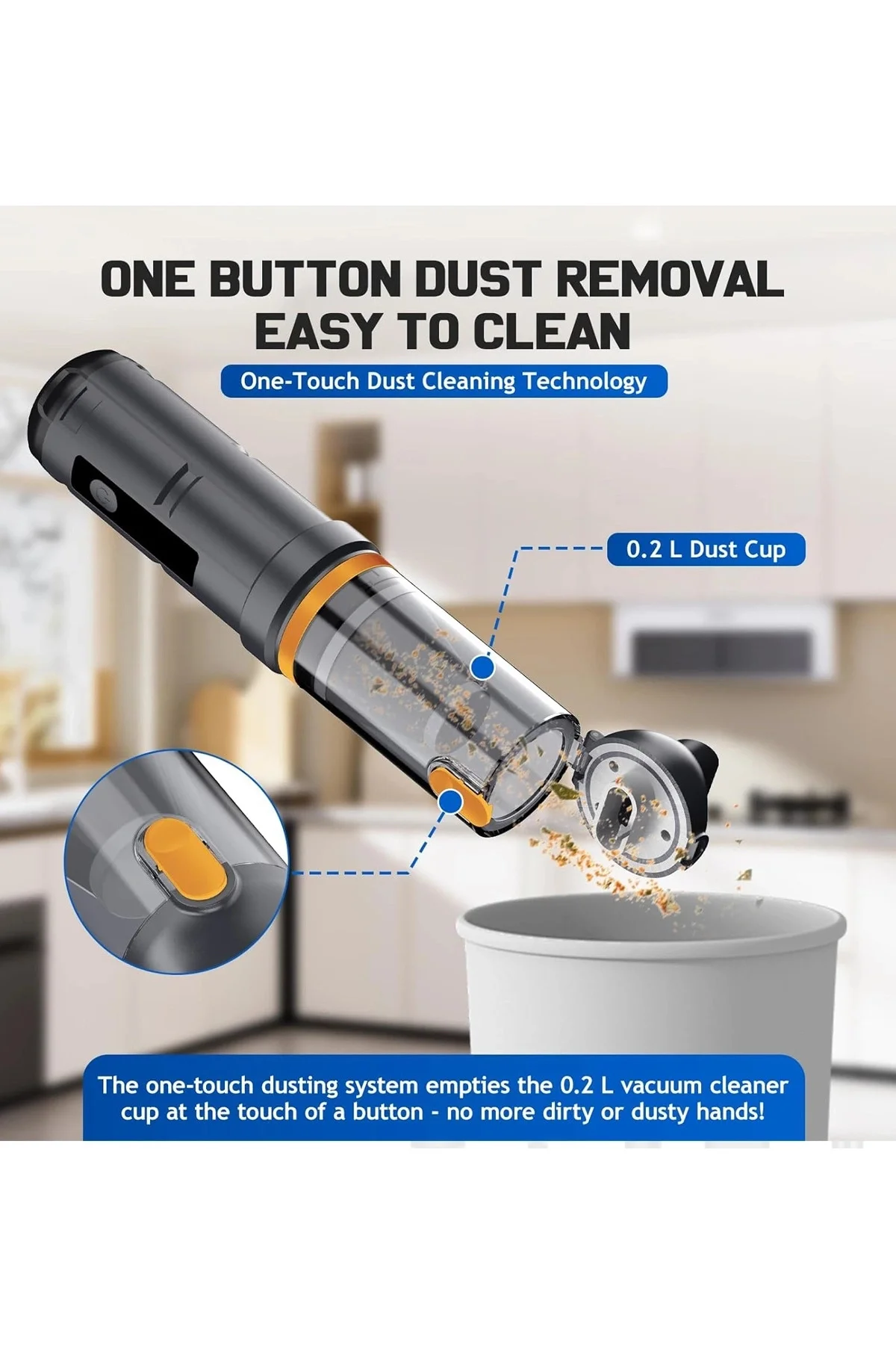 Araç Süpürgesi Şarjlı 120W 20.000Pa Göstergeli Yeni Nesil Metal Filtre Extra Vakum Ve Üfleme - Görsel 2