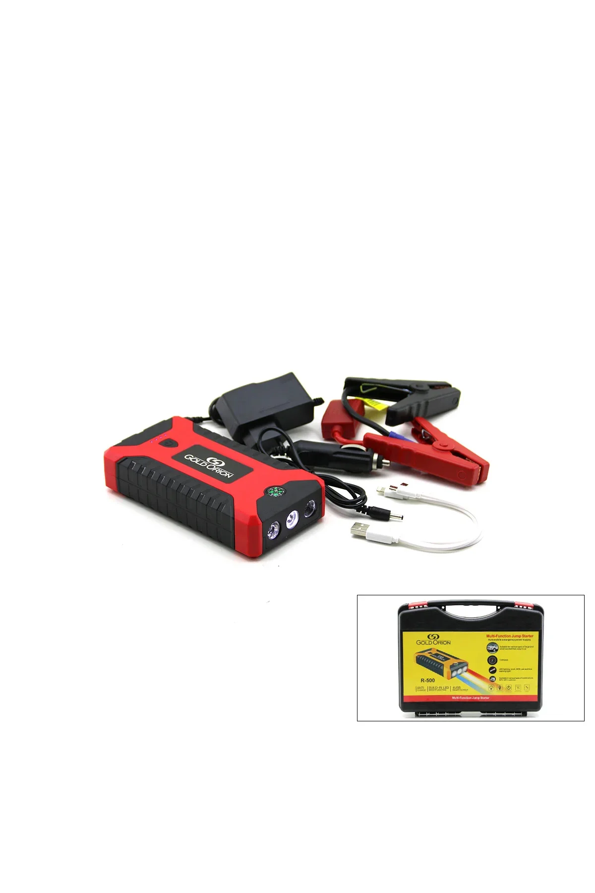 Araç Takviye Powerbank 4 USB Taşınabilir Fener COB Pusula 98.000 mAh