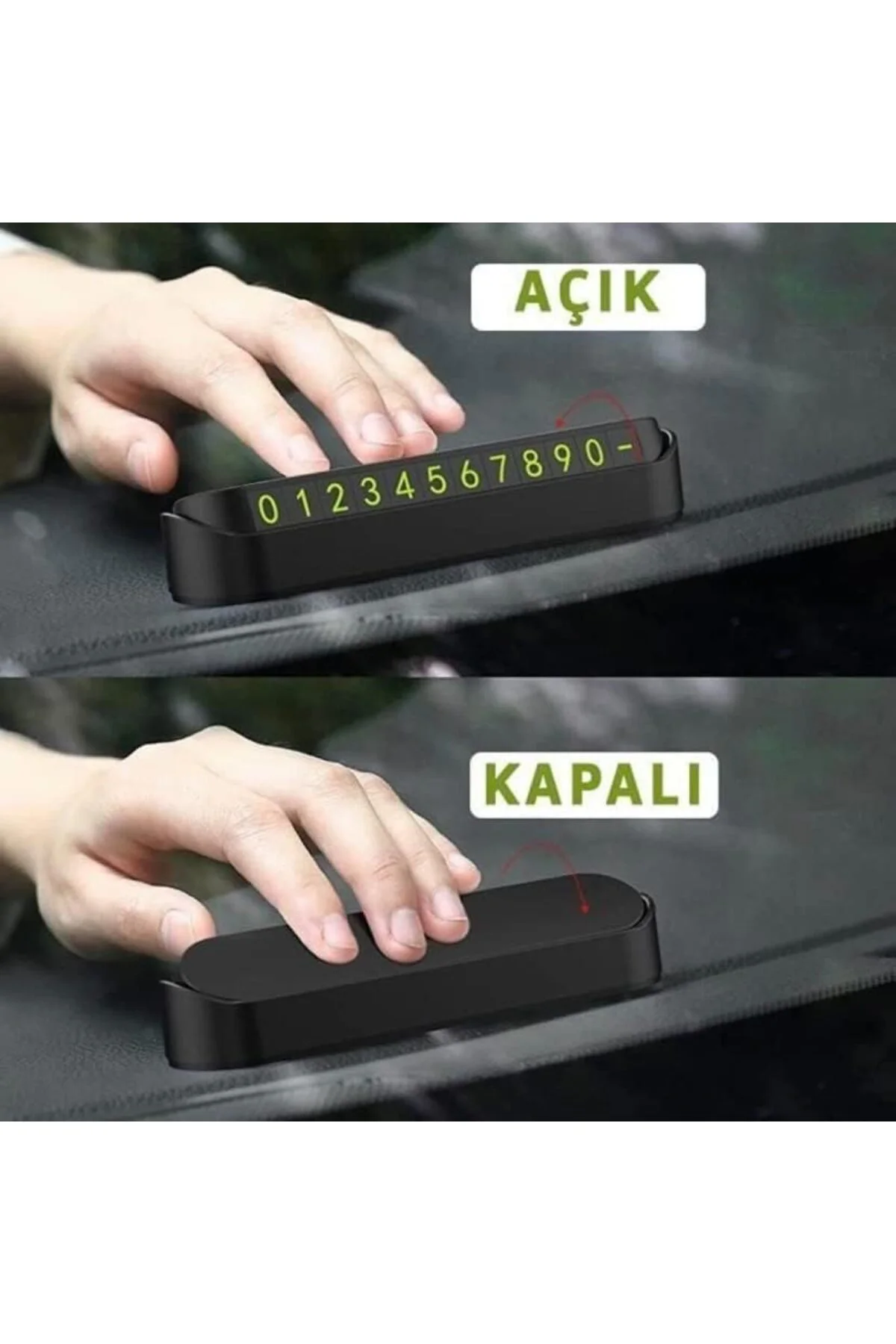 Araç Torpido Üstü Aç Kapa Numaratör, Fosforlu Numaratör, Park Numaratör, Oto Cam Kartı