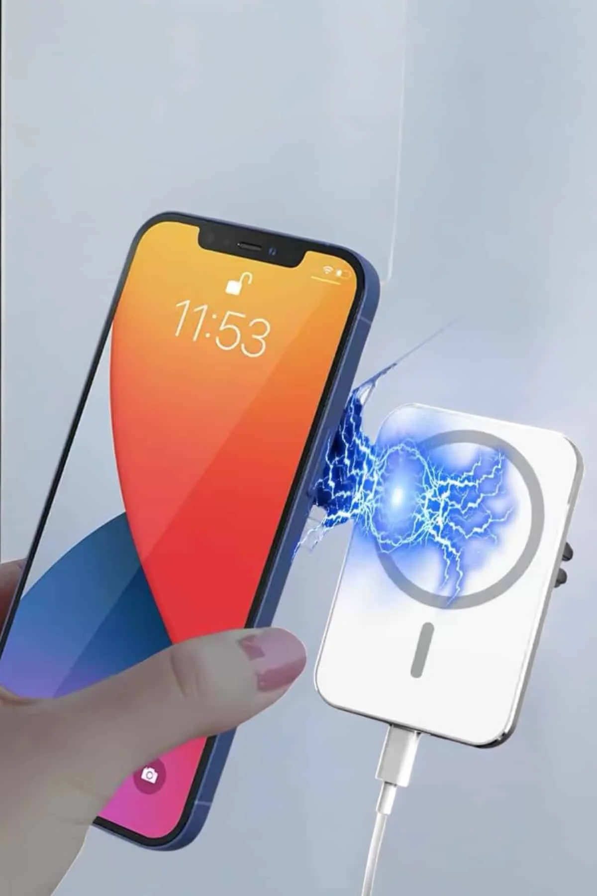 araç uyumlu Kablosuz 15W Taşınabilir Şarj Aleti Çift Kablo