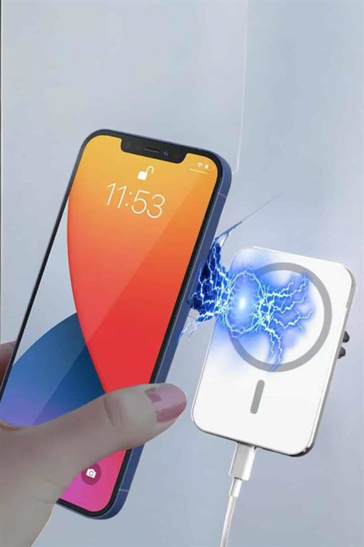 araç uyumlu Kablosuz 15W Taşınabilir Şarj Aleti Çift Kablo - Lisi