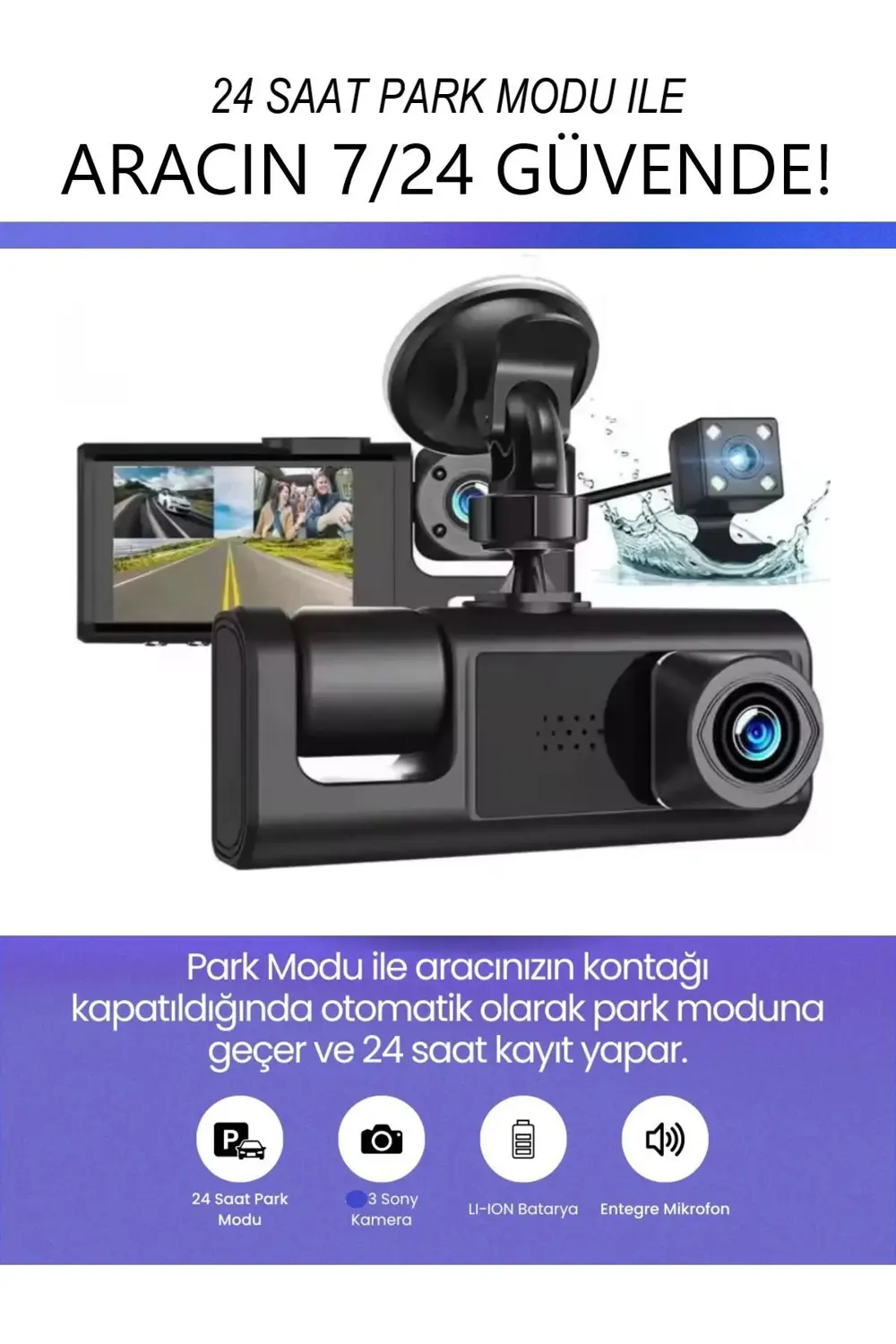 Araç Wi-fi Güvenli Sürüş Kamerası SHD Ön İç Arka 3 Kameralı G-sen Araç Wi-fi Güvenli Sürüş Kamerası SHD Ön İç Arka 3 Kameralı G-sen