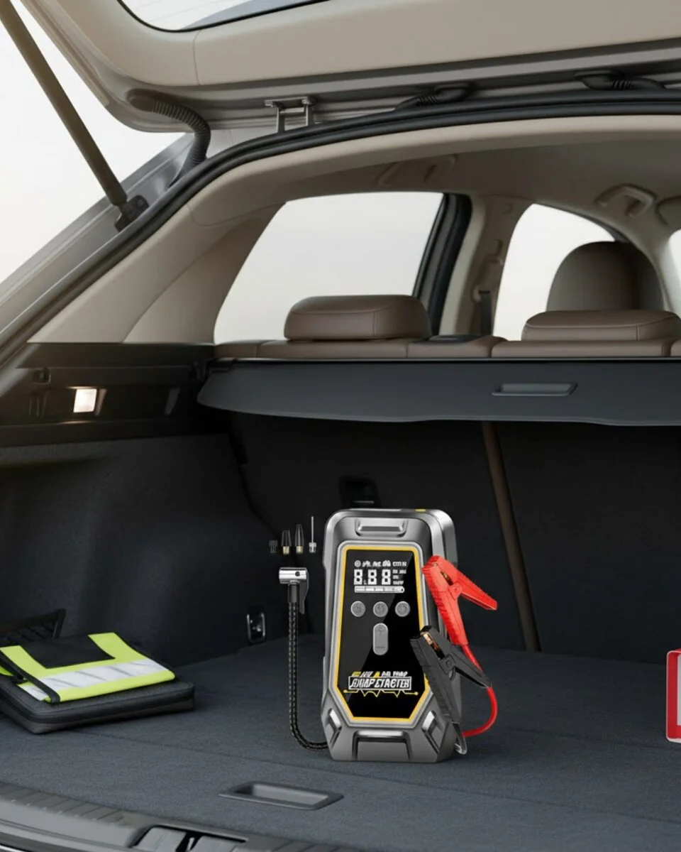 Araçlar İçin Akü Takviye ve Dijital Hava Kompresörü 16000 mAh - 150 PSI ile Acil Durum Destek
