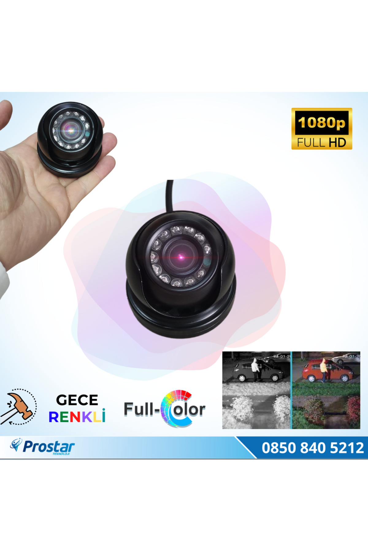Navistar Araçlar İçin Mini Metal Dome 2 Mp Full Hd Gece Renkli Görüşlü Kam