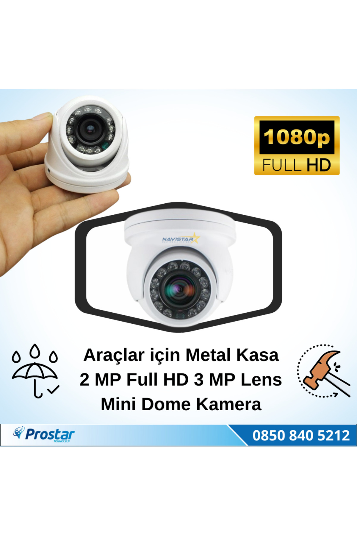Navistar Araçlar İçin Mini Metal Dome 2 Mp Full Hd Gece Görüşlü Kamera Gen