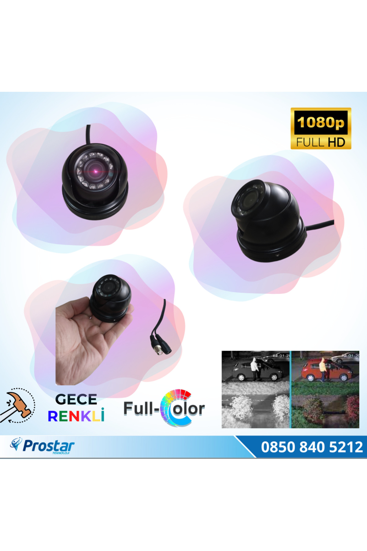 Navistar Araçlar İçin Mini Metal Dome 2 Mp Full Hd Gece Renkli Görüşlü Kam