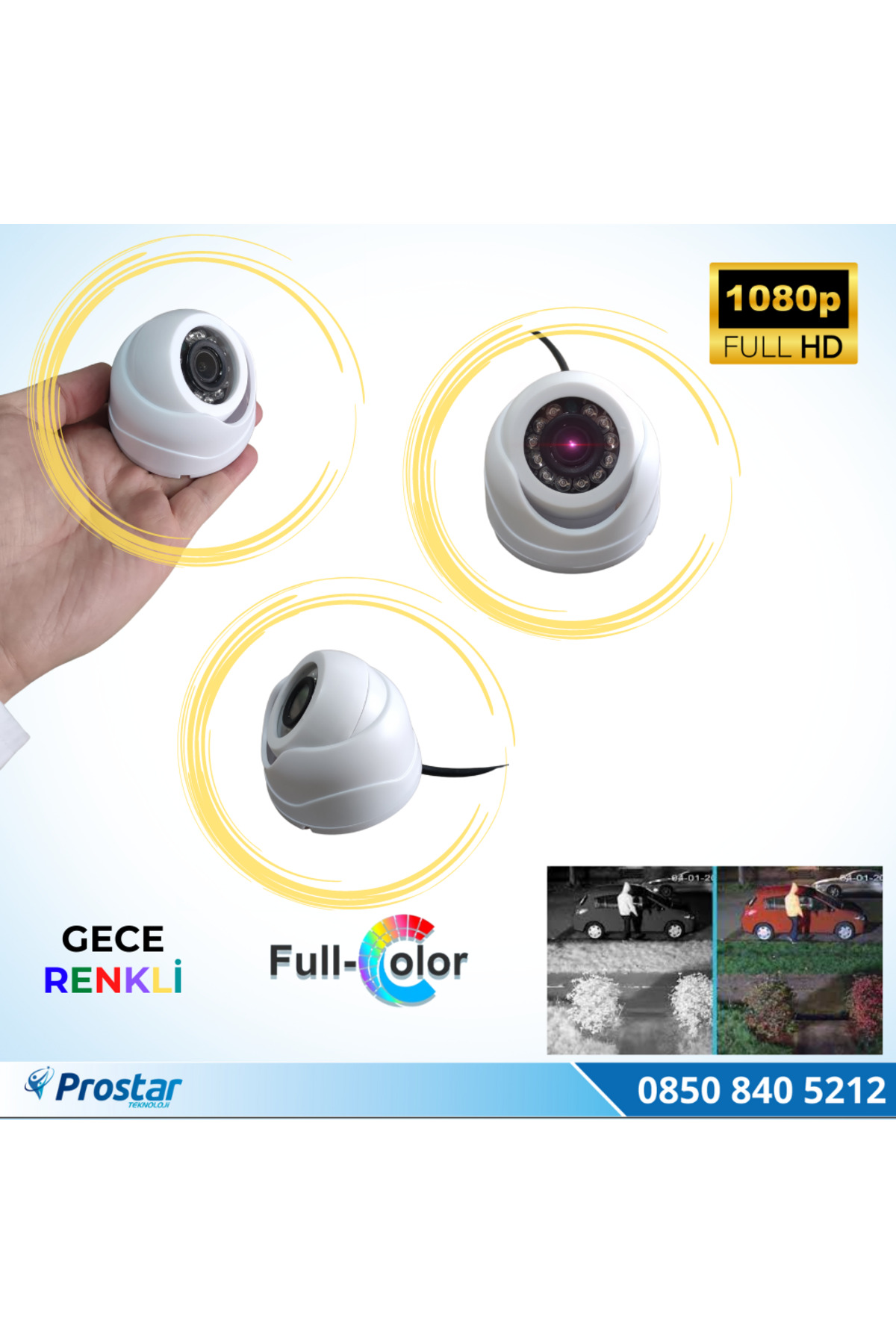 Navistar Araçlar İçin Mini Plastik Dome 2 Mp Full Hd Gece Renkli Görüşlü K