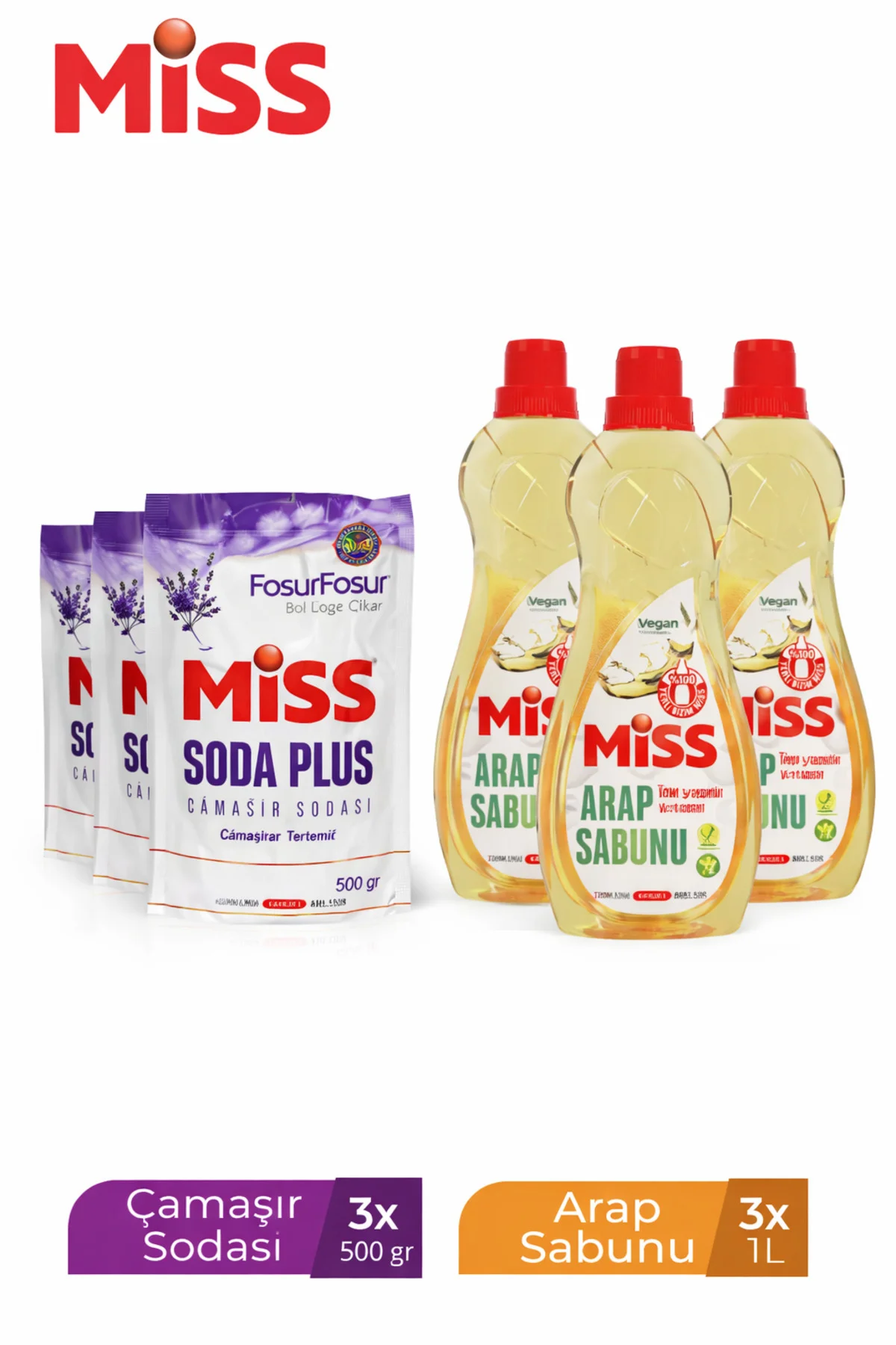 ARAP SABUNU 1000 ML X 3 ADET + SODA PLUS 500 ML LAVANTA X 3 ADET