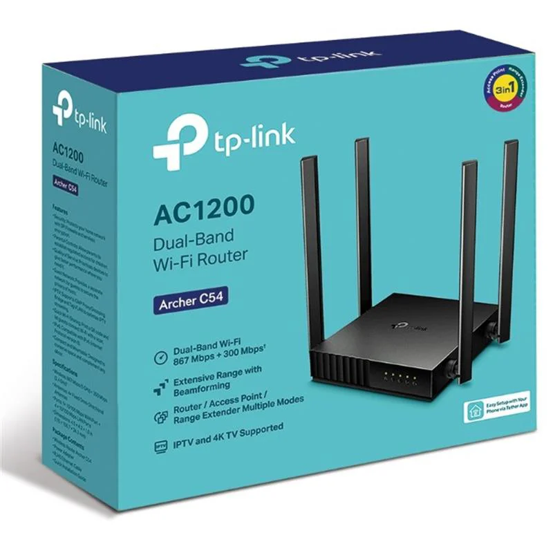Archer C54 AC1200 Kablosuz WiFi 5 Dual Band Router - Hızlı ve Kararlı İnternet Fiyatı, Yorumları ve Özellikleri