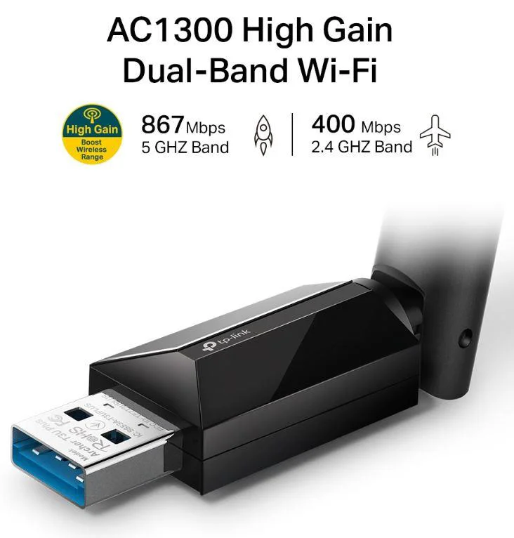 Archer T3U Plus 1300Mbps Kablosuz Dual Band USB Adaptör - AC1300 WiFi Adaptör Fiyatı, Yorumları ve Özellikleri