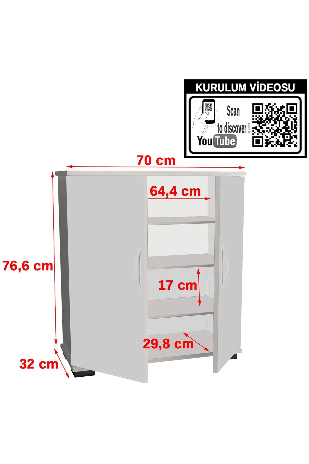 Ard-112 Ayakkabılık 2 Kapaklı Ayakkabı Dolabı - BEYAZ
