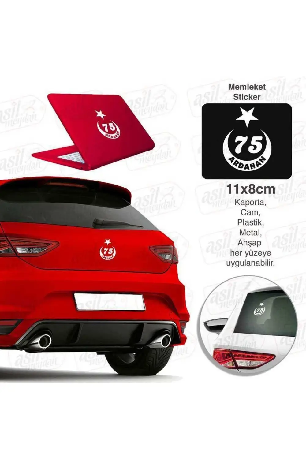 Ardahan Plaka 75 Ay Yıldız Beyaz Sticker, Araba, Araç, Etiket, Ak