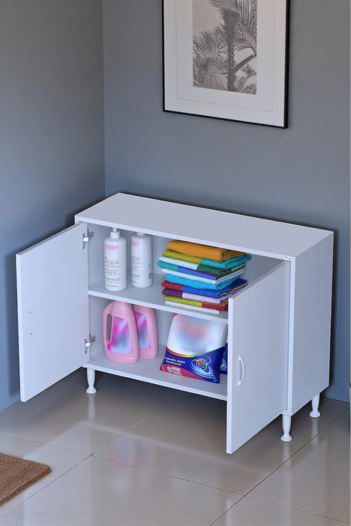 Arden 100 cm Beyaz 2 Bölmeli Banyo Düzenleyici Dolap 1 Raflı Çok Arden 100 cm Beyaz 2 Bölmeli Banyo Düzenleyici Dolap 1 Raflı Çok