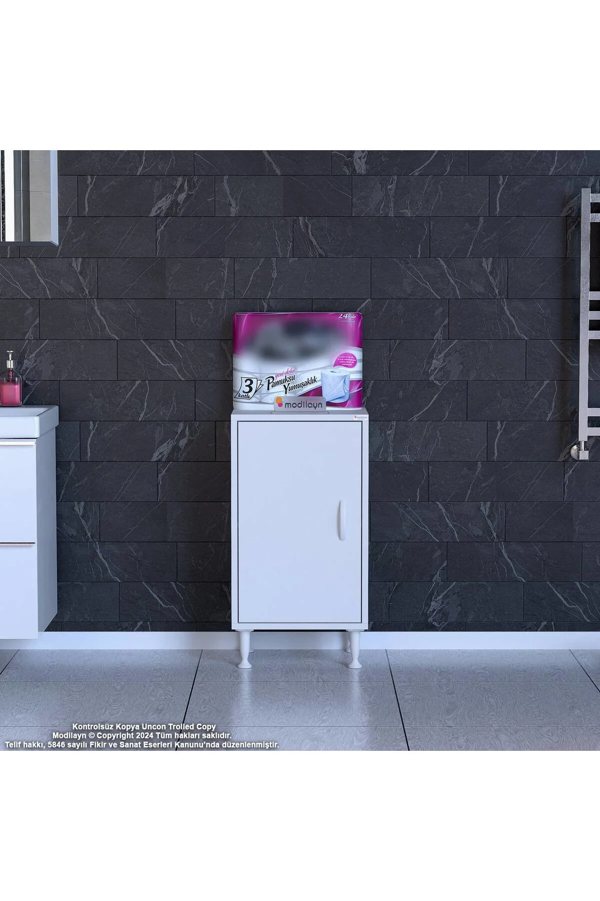 Arden 35 cm Beyaz 2 Bölmeli Banyo Düzenleyici Dolap 1 Raflı Çok A