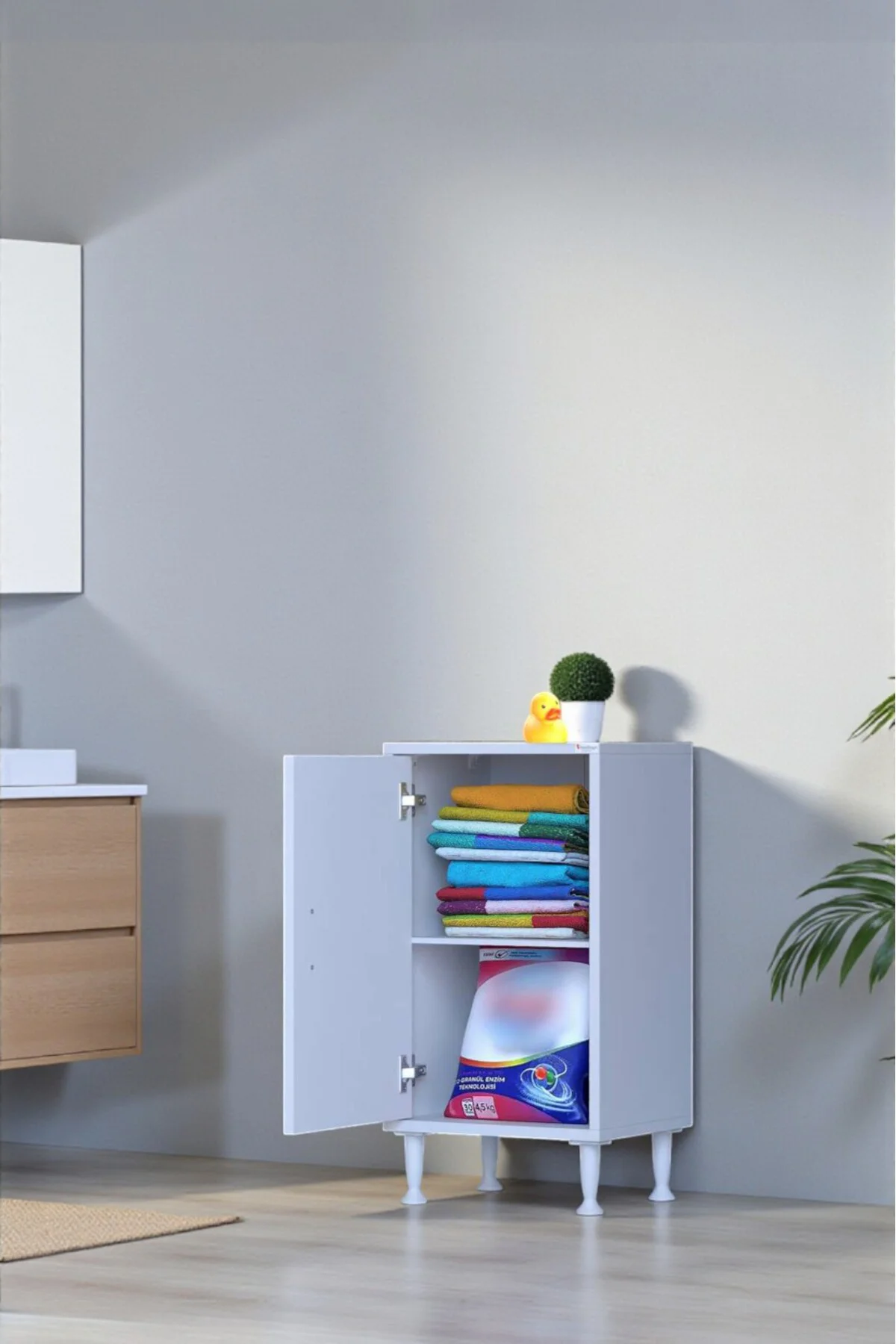 Arden 35 cm Beyaz 2 Bölmeli Banyo Düzenleyici Dolap 1 Raflı Çok A