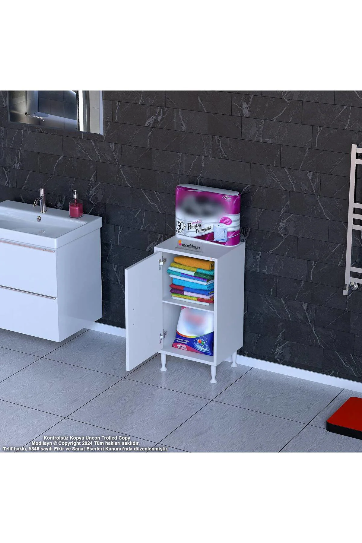 Arden 35 cm Beyaz 2 Bölmeli Banyo Düzenleyici Dolap 1 Raflı Çok A
