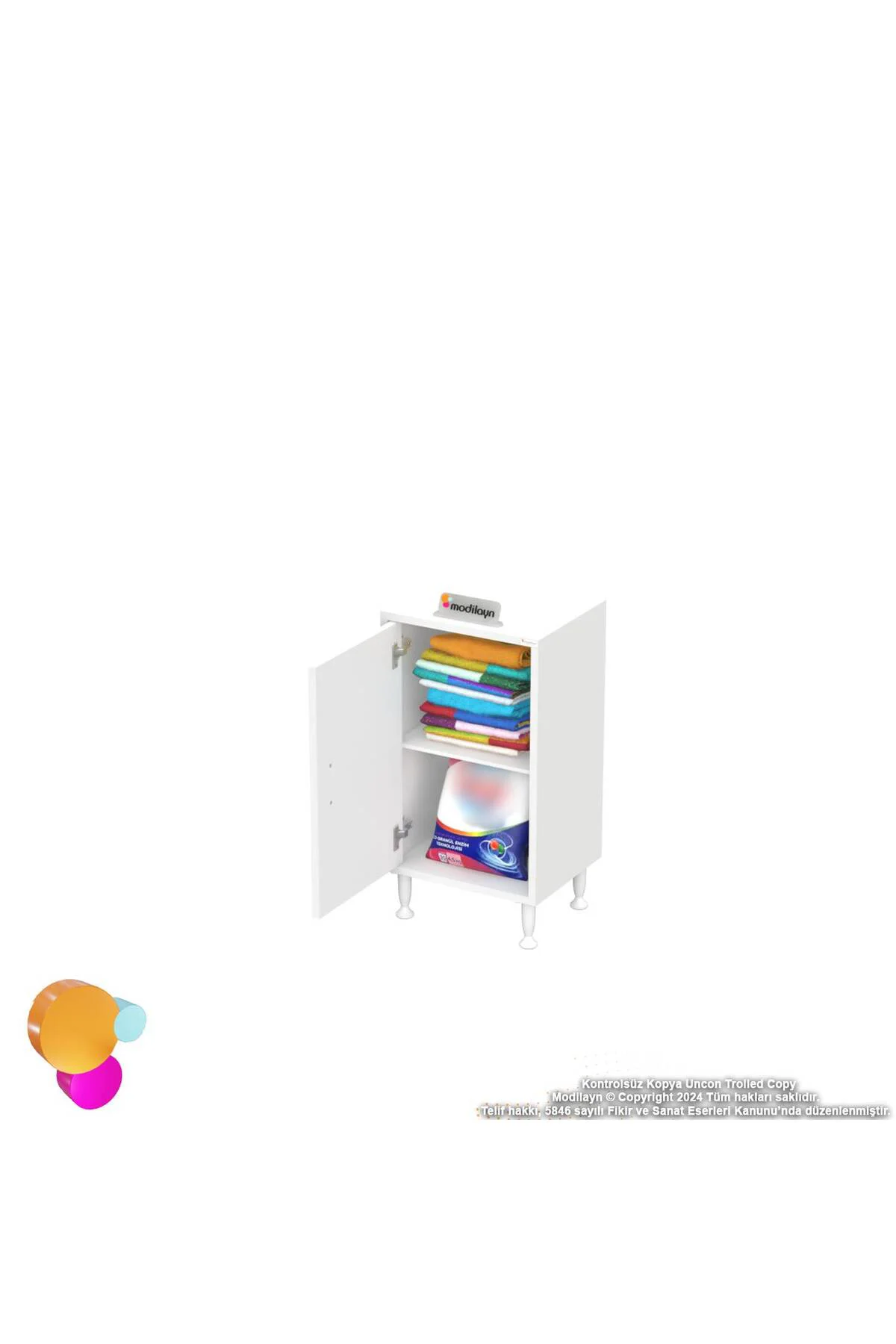 Arden 35 cm Beyaz 2 Bölmeli Banyo Düzenleyici Dolap 1 Raflı Çok A