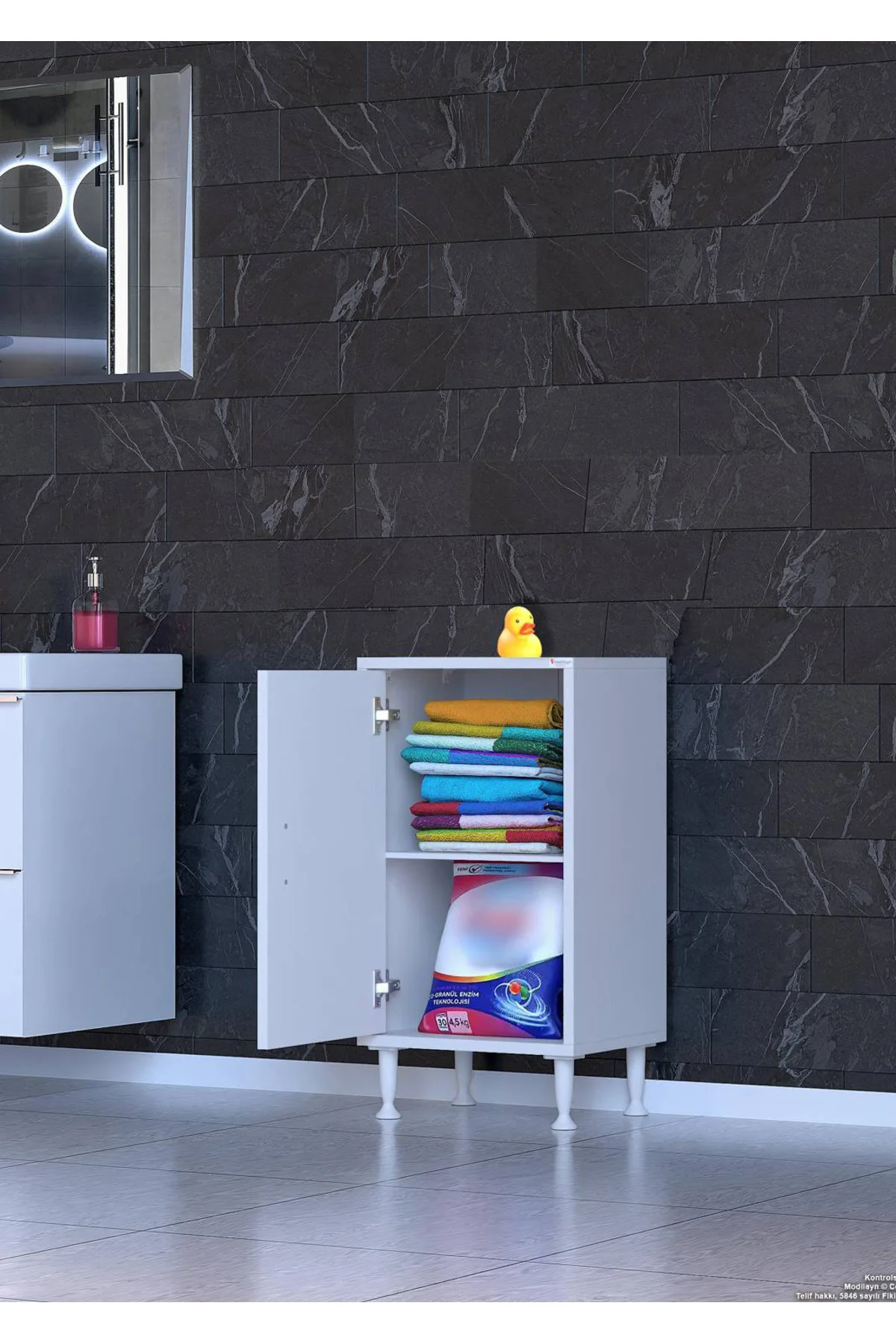Arden 35 cm Beyaz 2 Bölmeli Banyo Düzenleyici Dolap 1 Raflı Çok A