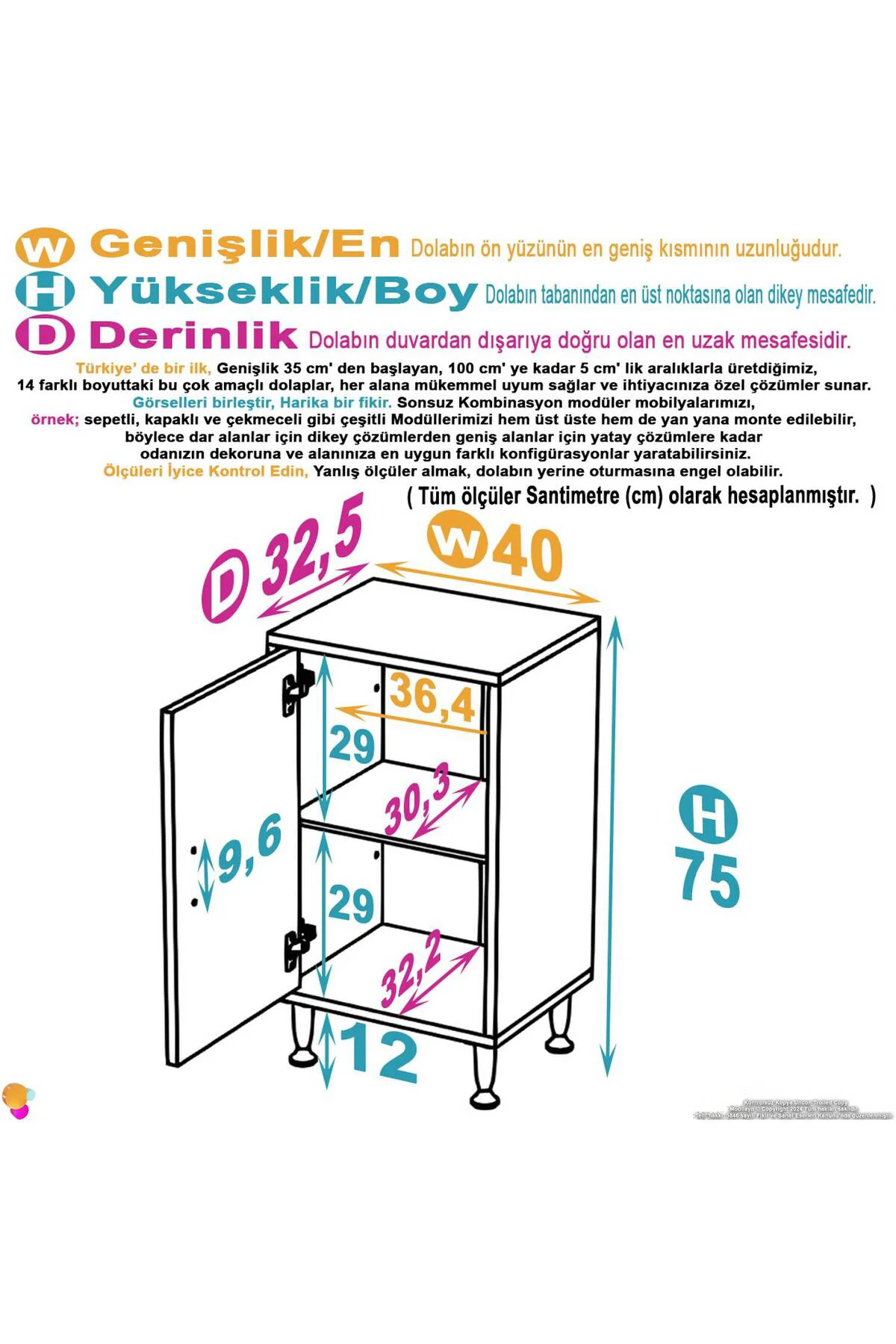 Arden 40 cm Beyaz 2 Bölmeli Banyo Düzenleyici Dolap 1 Raflı Çok A