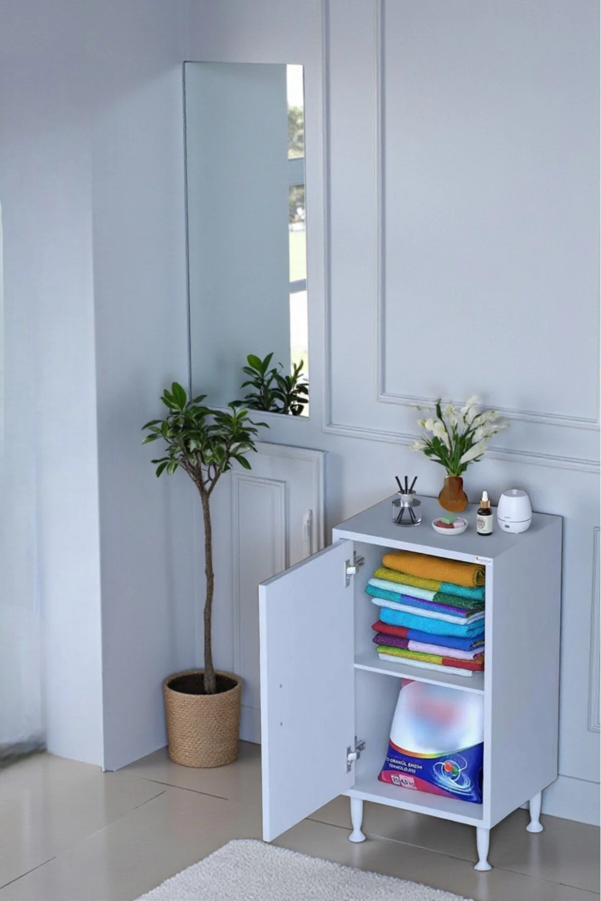 Arden 40 cm Beyaz 2 Bölmeli Banyo Düzenleyici Dolap 1 Raflı Çok A