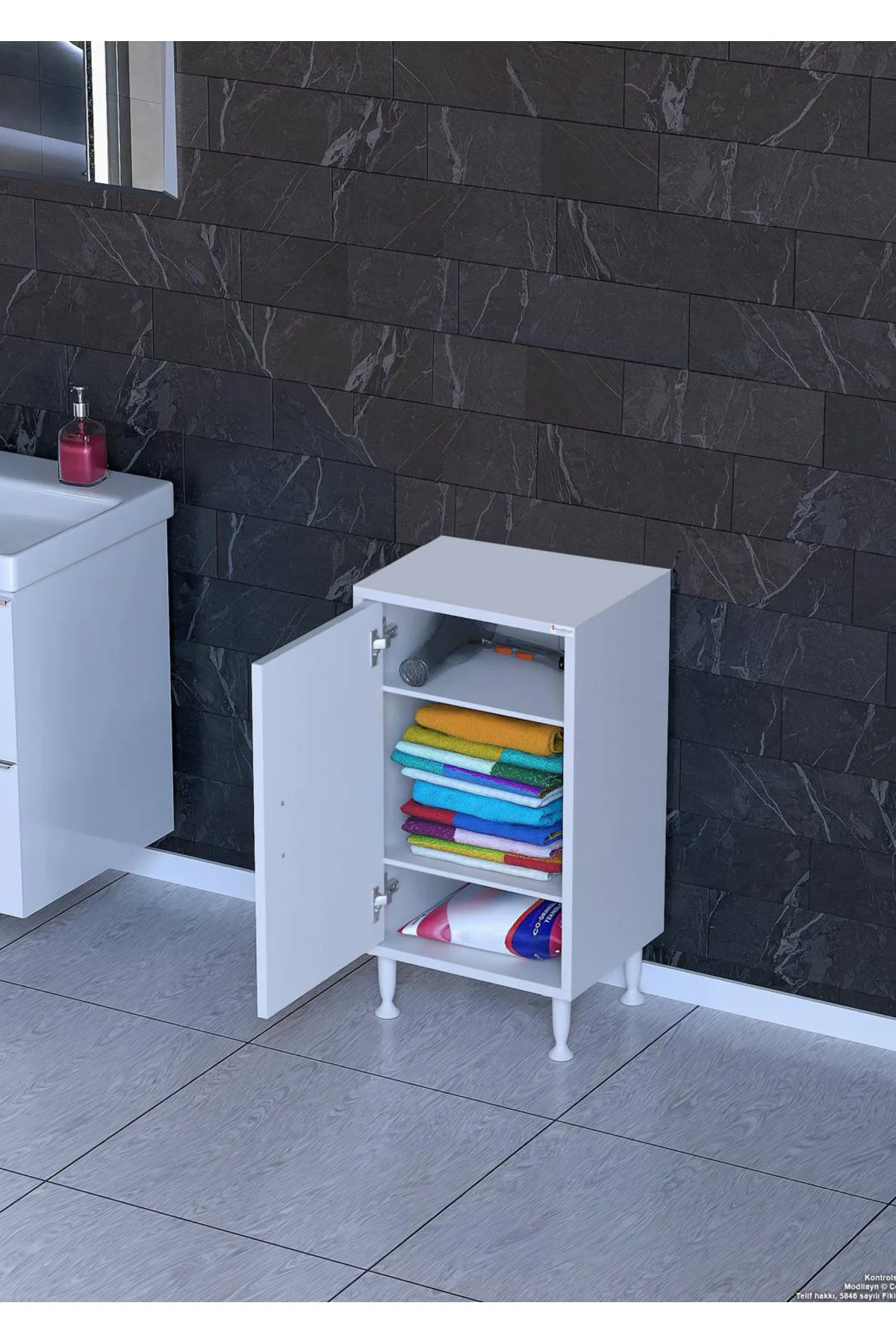 Arden 40 cm Beyaz 2 Bölmeli Banyo Düzenleyici Dolap 1 Raflı Çok A