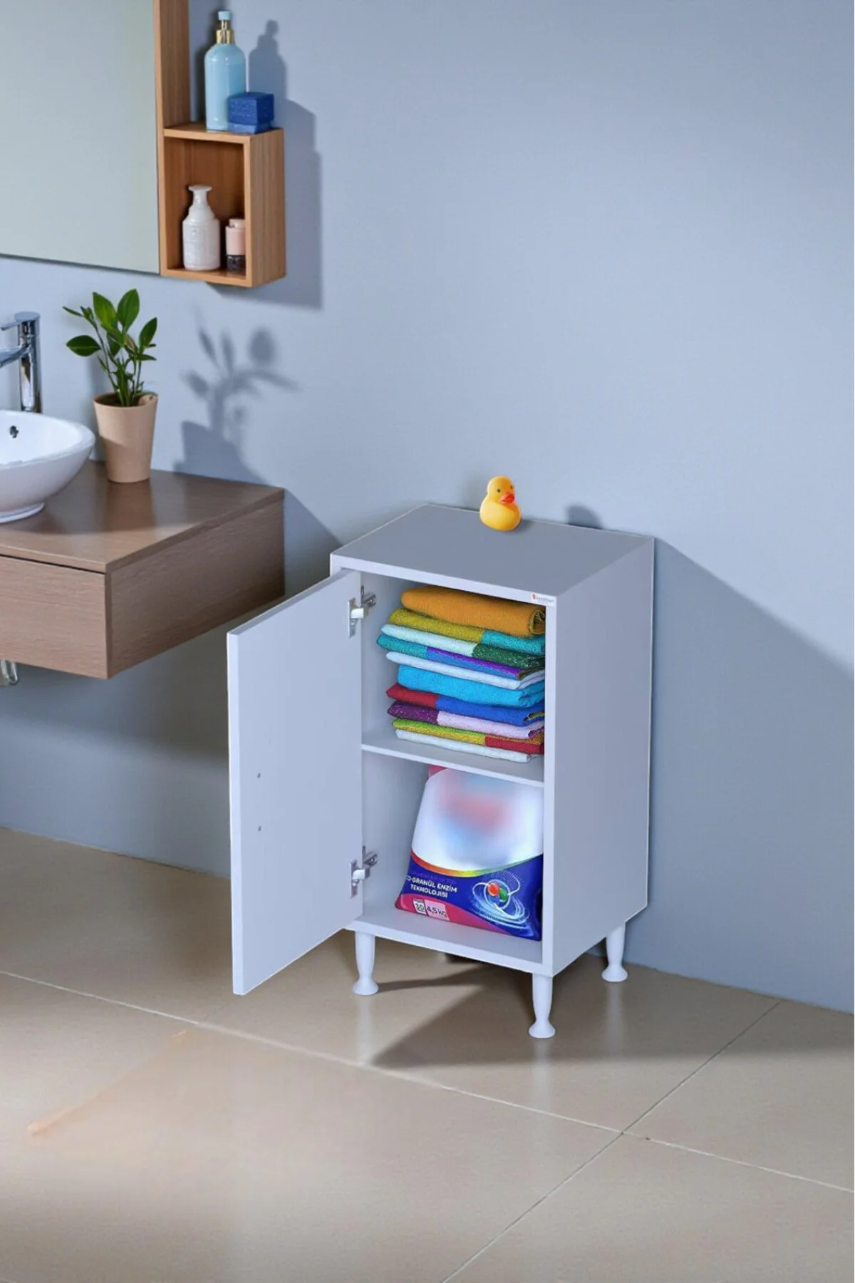 Arden 50 cm Beyaz 2 Bölmeli Banyo Düzenleyici Dolap 1 Raflı Çok A