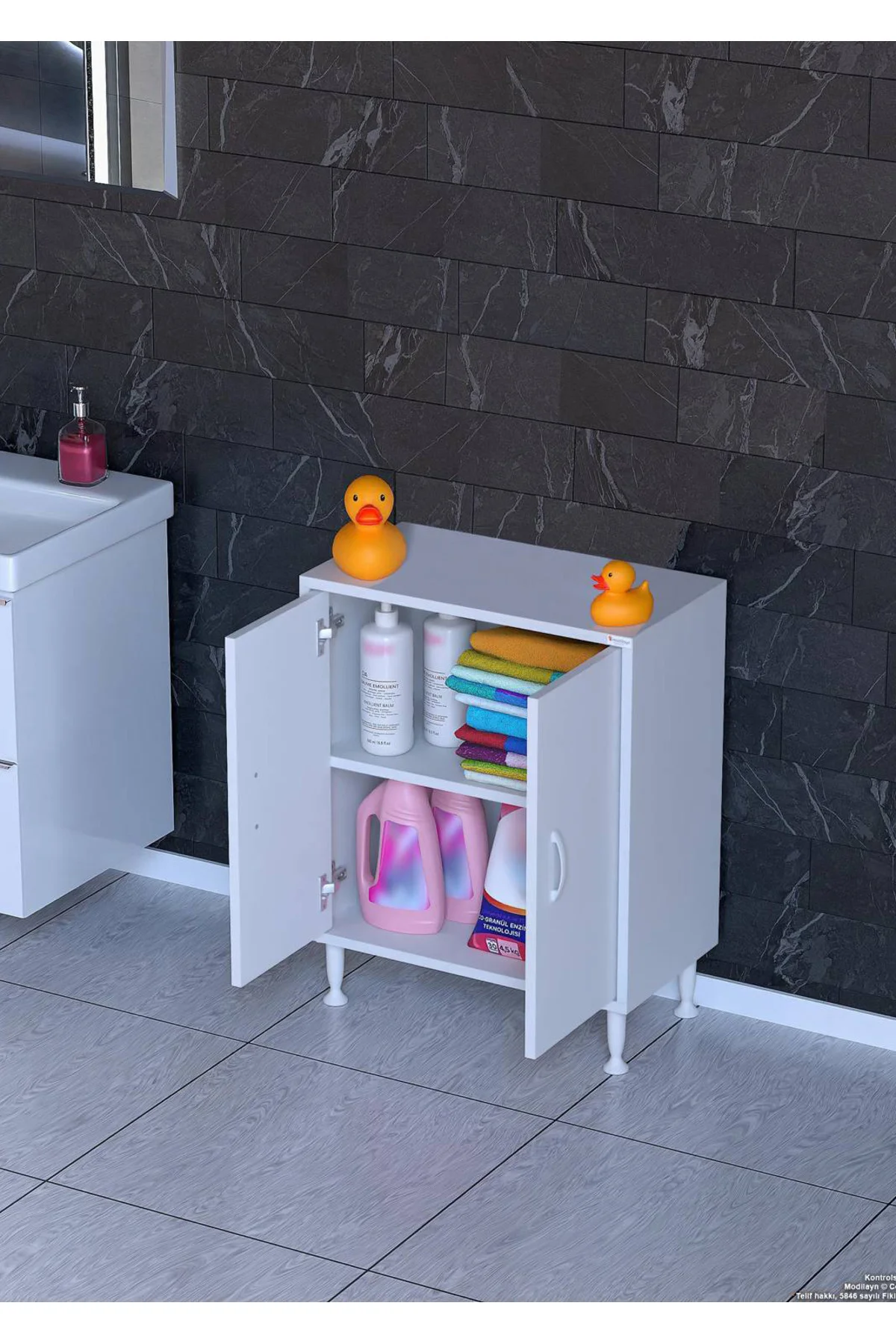 Arden 60 cm Beyaz 2 Bölmeli Banyo Düzenleyici Dolap 1 Raflı Çok A