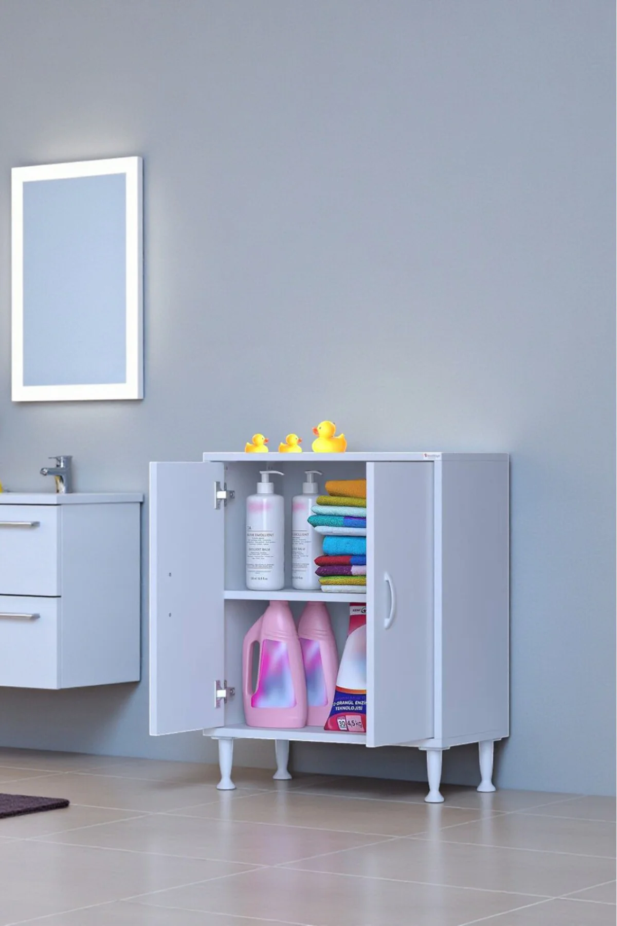 Arden 60 cm Beyaz 2 Bölmeli Banyo Düzenleyici Dolap 1 Raflı Çok A